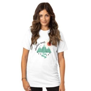 Adventure Awaits Organic T-Shirt – 100% Organic Ring-Spun Combed Cotton – White
