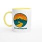 Hit The Horizon Mug – White Ceramic 11oz Mug – Yellow Rim, Inside and Handle