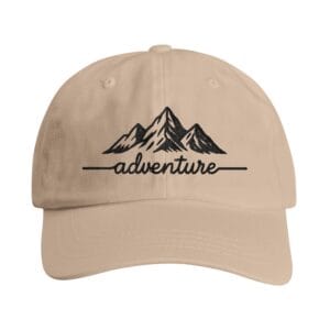 Mountains Hat – Adventure – Low-Profile Cotton Twill Cap – 100% soft and breathable cotton – Stone