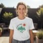 Adventure Awaits T-Shirt NL - White - Woman Mockup #2